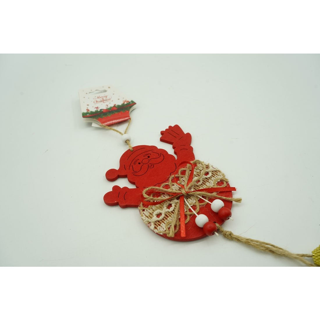 Ornament de brad Mos Craciun, Vivimall, rosu, lemn/textil, 36 cm - vivimall.ro