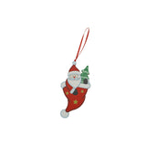Ornament de brad Mos Craciun in caciula, Vivimall, rosu, lemn, 14 cm - vivimall.ro