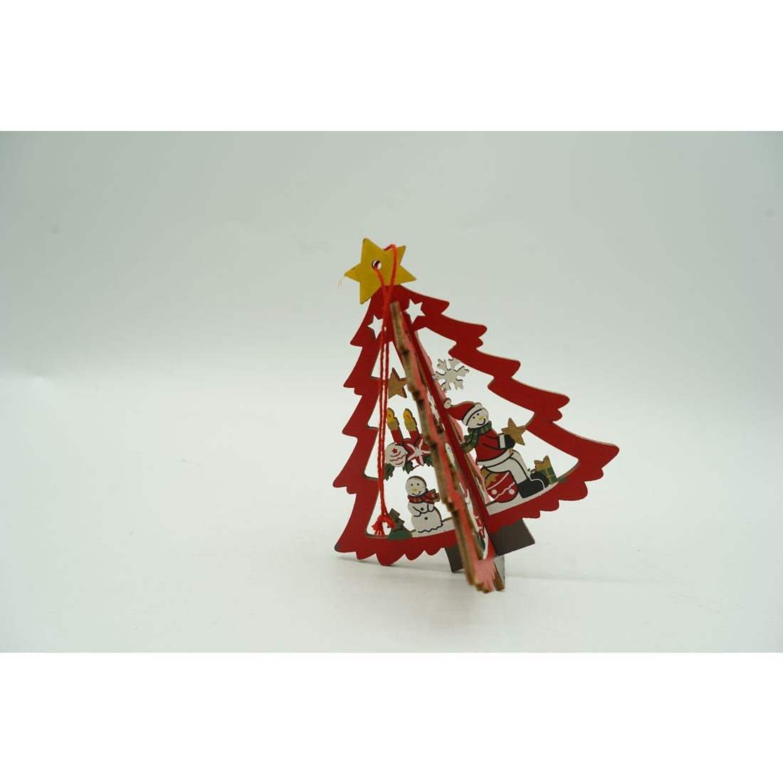 Ornament de brad mos craciuni in brad, Vivimall, multicolor, lemn, 10.5x9.5 cm - vivimall.ro