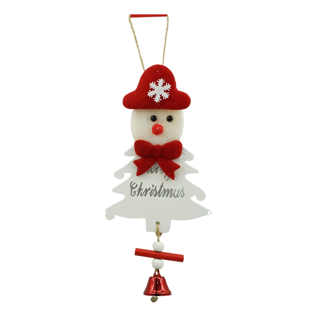 Ornament de brad om de zapada, Vivimall, alb, lemn, 20 cm - vivimall.ro