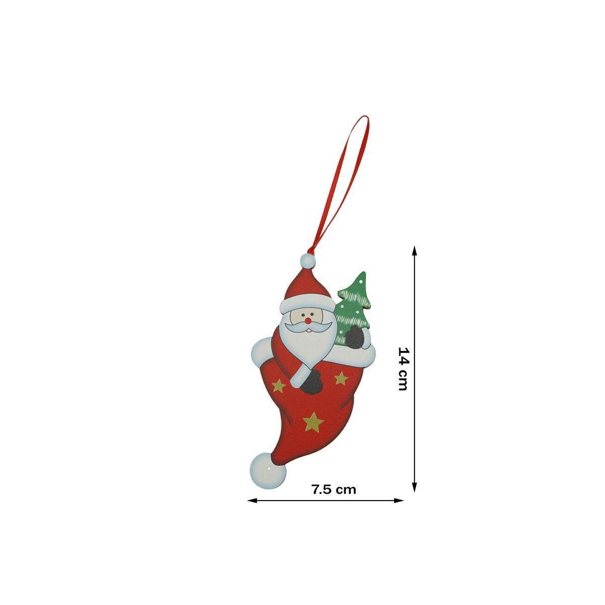 Hóember Harisnyában Karácsonyfadísz, Fa, 14 Cm 