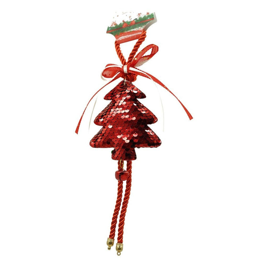 Karácsonyfadísz Flitterekkel, Fa, 25 Cm