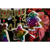 Ornament de brad pom de craciun din paiete, Vivimall, multicolor, lemn, 18 cm - vivimall.ro