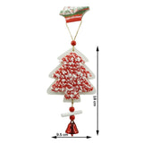 Ornament de brad pom de craciun din tweed, Vivimall, alb/rosu, lemn, 18 cm - vivimall.ro