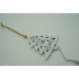 Ornament de brad pom de craciun, Vivimall, alb, metal, 20 cm - vivimall.ro