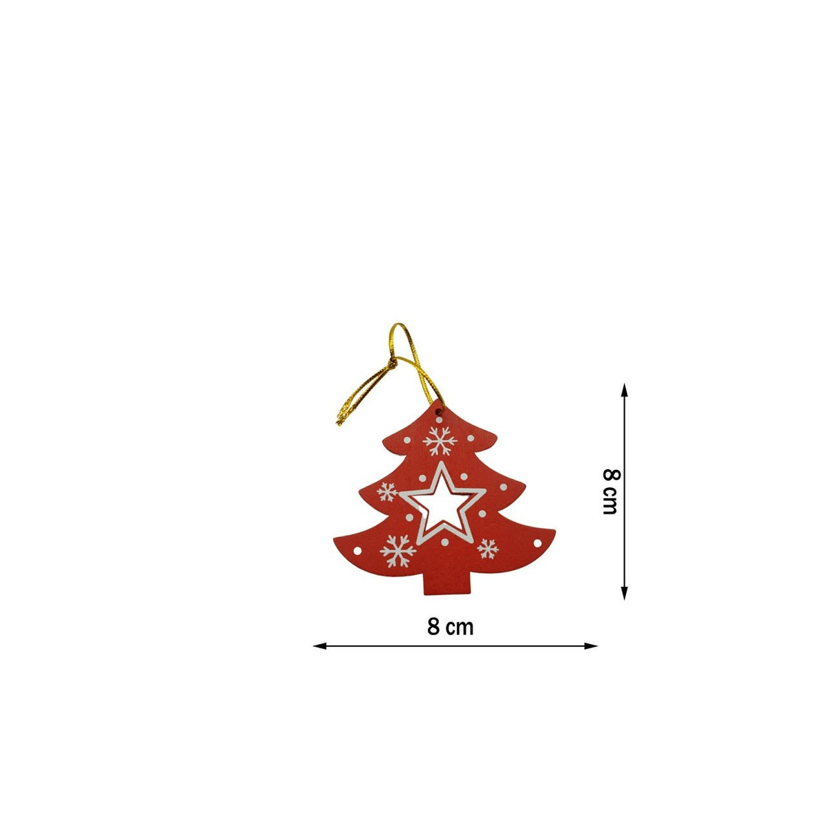 Karácsonyfadísz, fa, 7,5 cm 