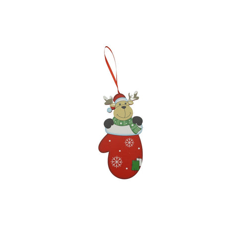 Rénszarvas Kesztyűs Karácsonydísz, Fa, 14 Cm 