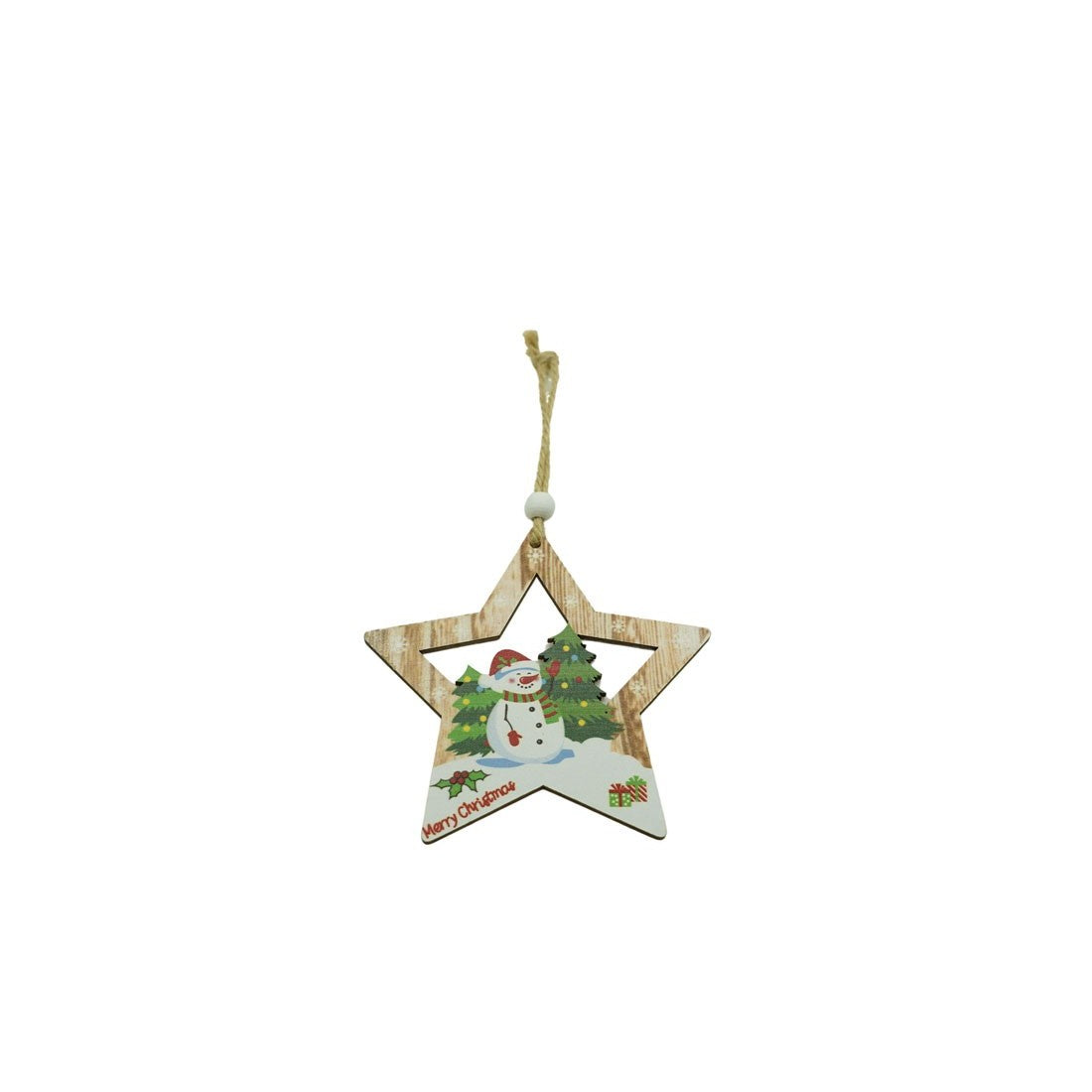 Hóember Csillag Fa Dísz, Fa, 9,9 Cm 