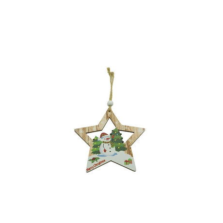 Hóember Csillag Fa Dísz, Fa, 9,9 Cm 