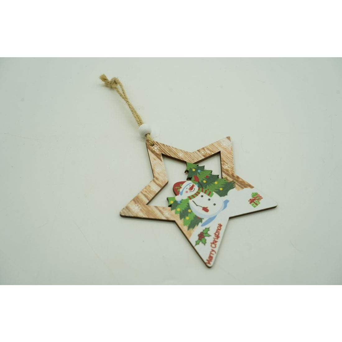 Hóember Csillag Fa Dísz, Fa, 9,9 Cm 
