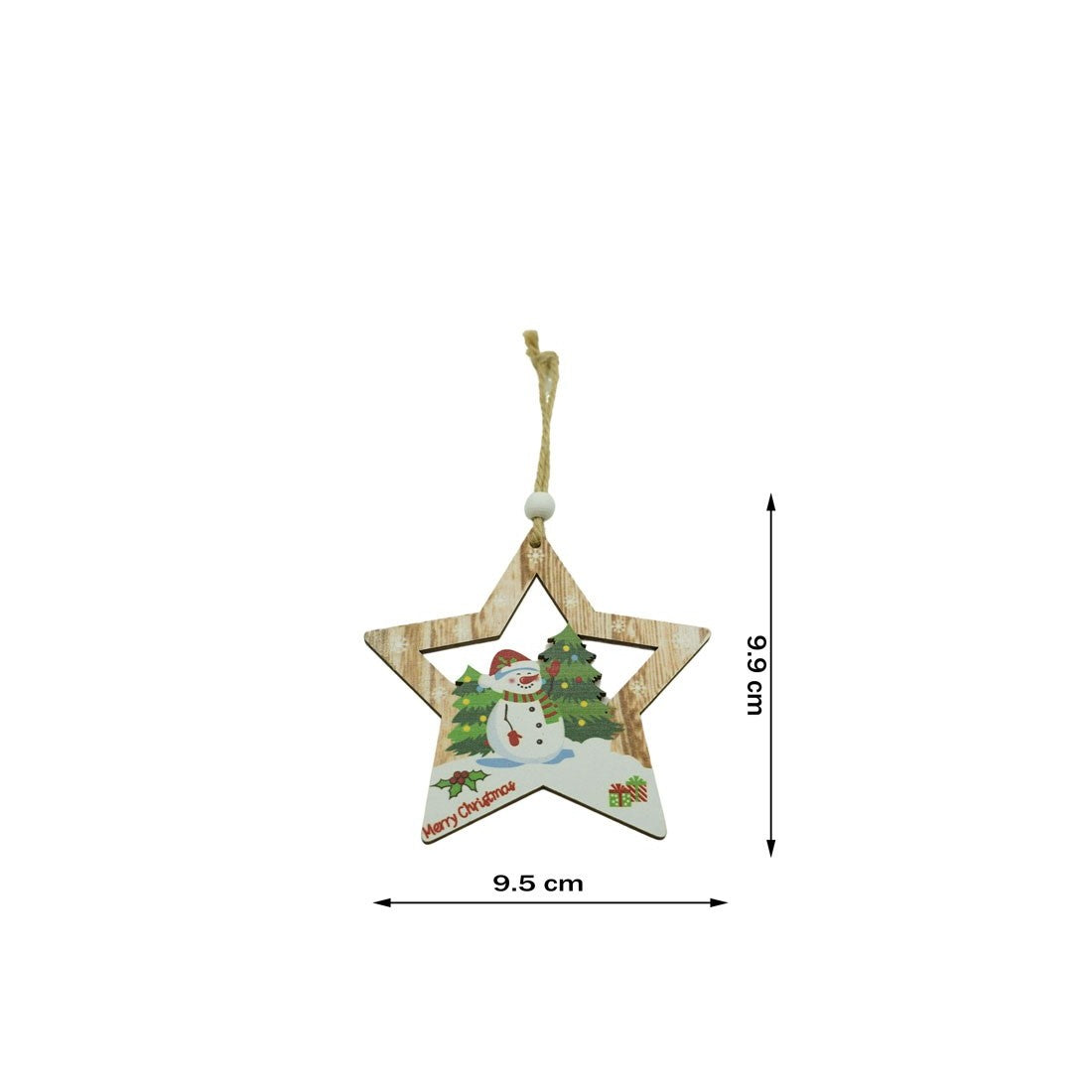 Hóember Csillag Fa Dísz, Fa, 9,9 Cm 
