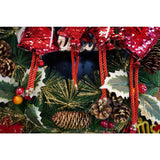 Ornament de brad stea cu paiete, Vivimall, rosu, lemn, 25 cm - vivimall.ro