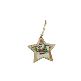 Karácsonyfa Dísz Csillag Rénszarvassal, Fa, 9,9 Cm 