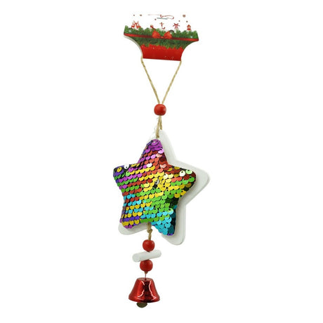 Karácsonyfa Dísz, Csillag, Flitterből Készült, Fa, 18 Cm