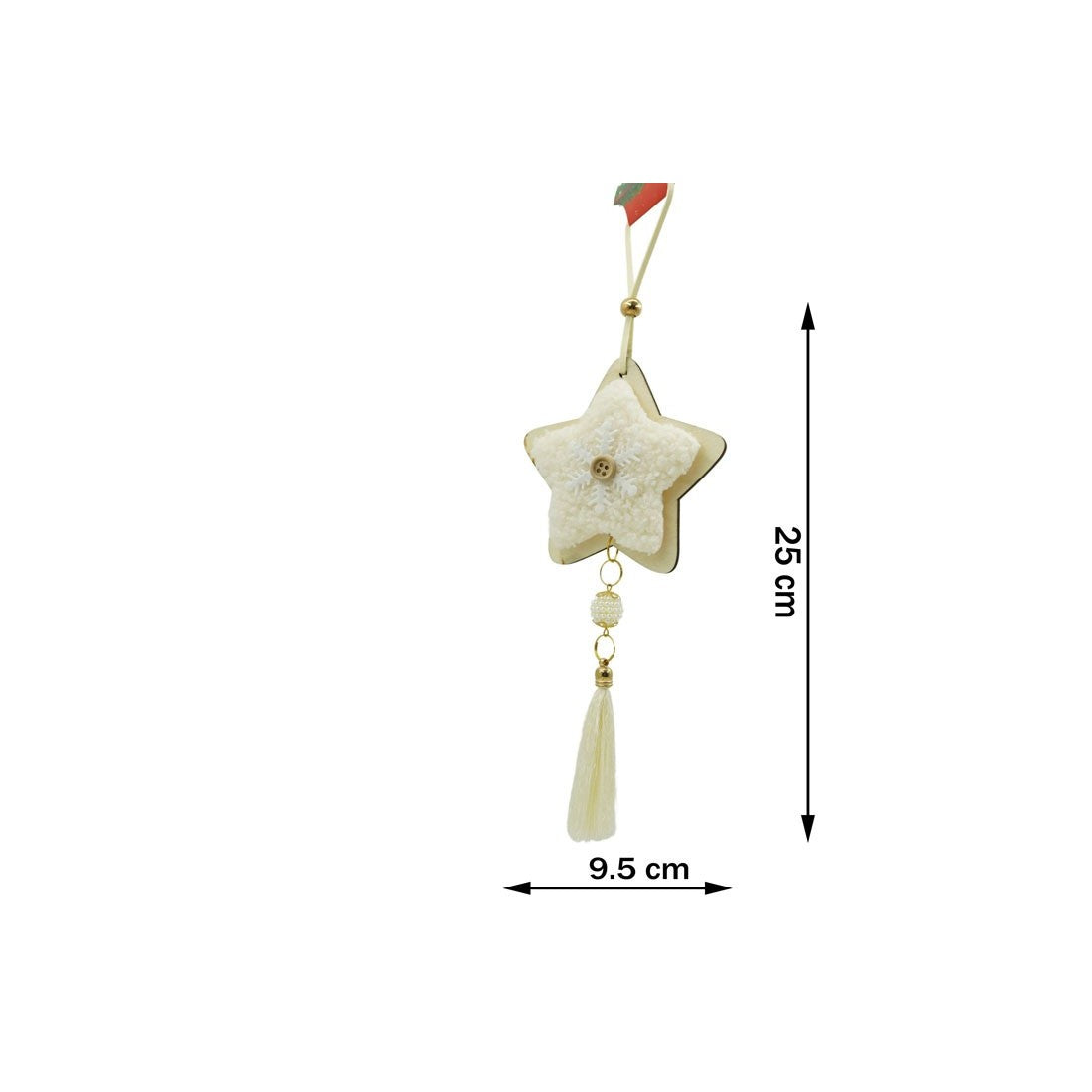 Karácsonyfa Dísz Csillag, Fa/Textil, 25 Cm 