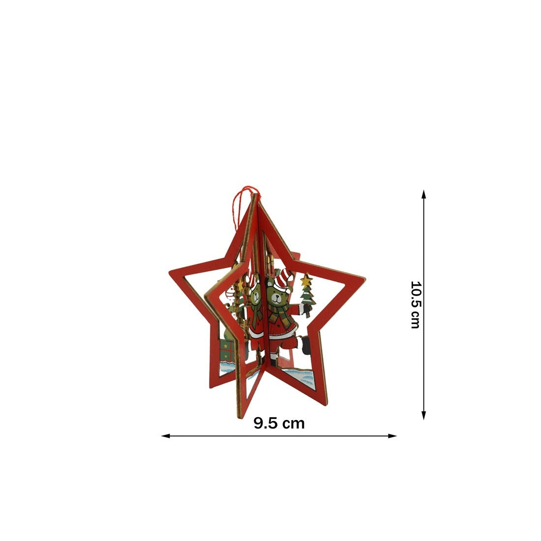 Ornament de brad stea, Vivimall, multicolor, lemn, 10.5x9.5 cm - vivimall.ro