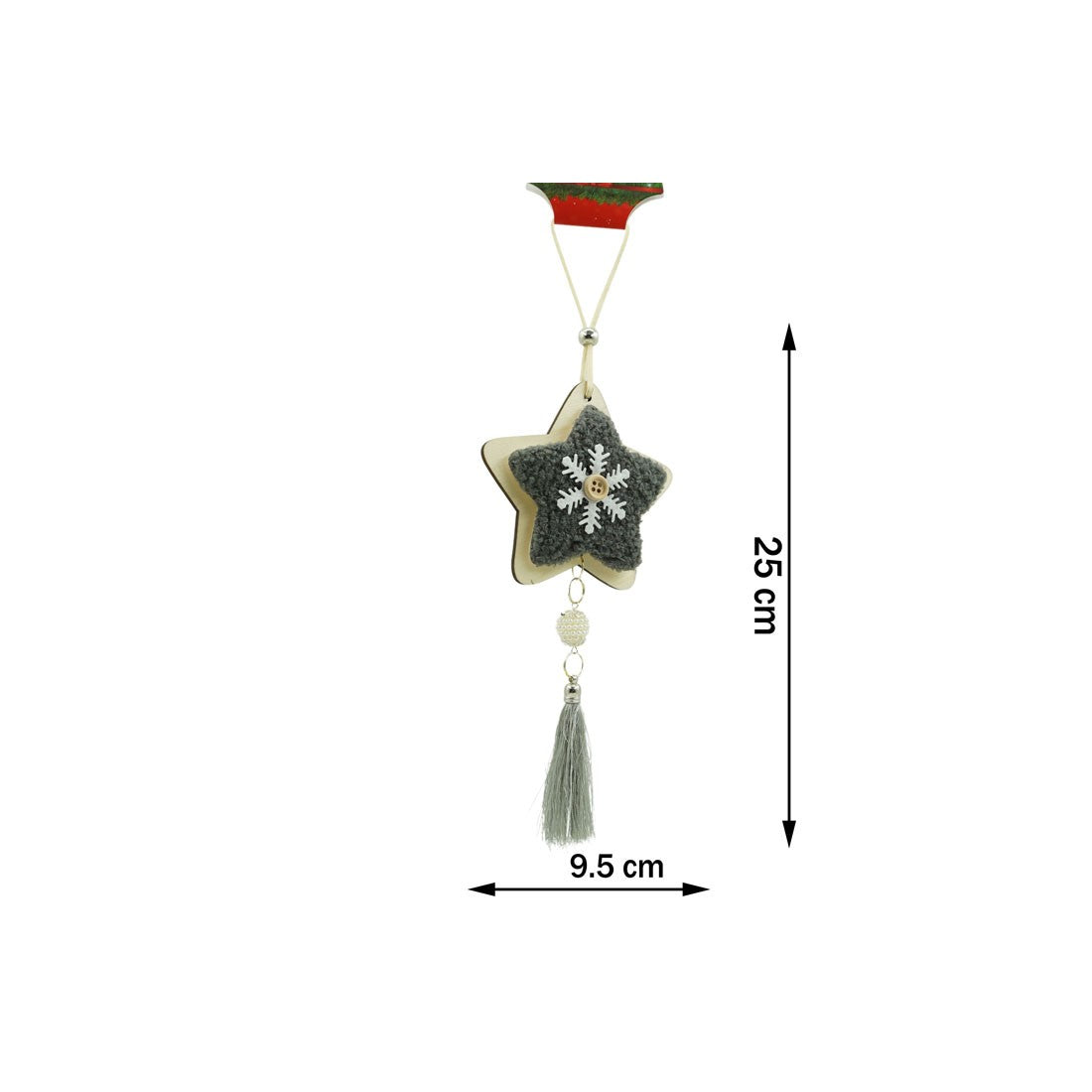 Karácsonyfa Dísz Csillag, Fa/Textil, 25 Cm 