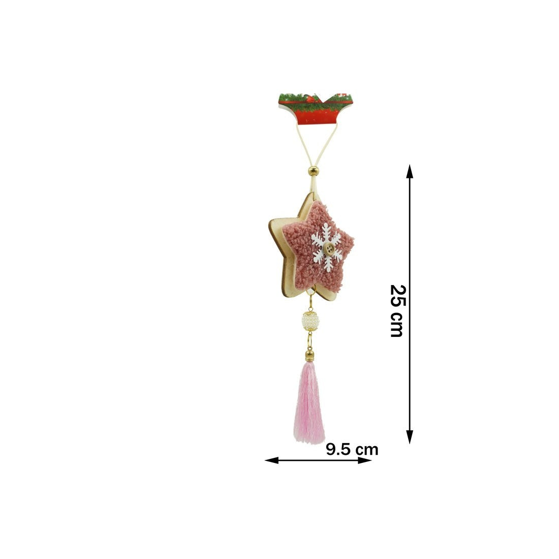 Karácsonyfa Dísz Csillag, Fa/Textil, 25 Cm 