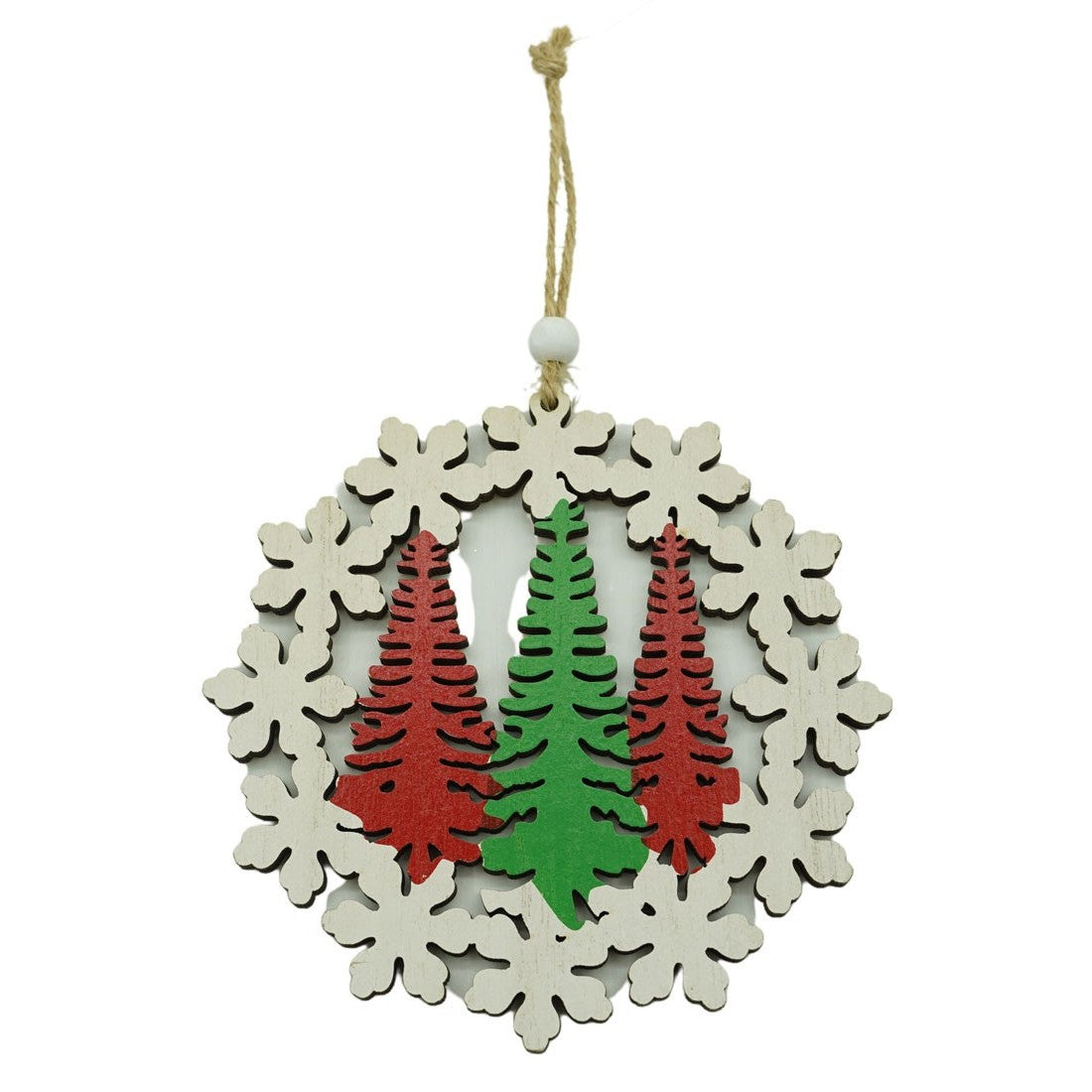 Ornament de brad trei brazi, Vivimall, multicolor, lemn, 12 cm - vivimall.ro