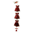 Ornament de brad trei clopotei cu paiete, Vivimall, rosu, lemn, 36 cm - vivimall.ro