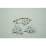 Ornament de brad trei pomi de craciun, Vivimall, alb, metal, 30 cm - vivimall.ro