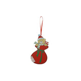 Ornament de brad ursulet, Vivimall, rosu, lemn, 14 cm - vivimall.ro