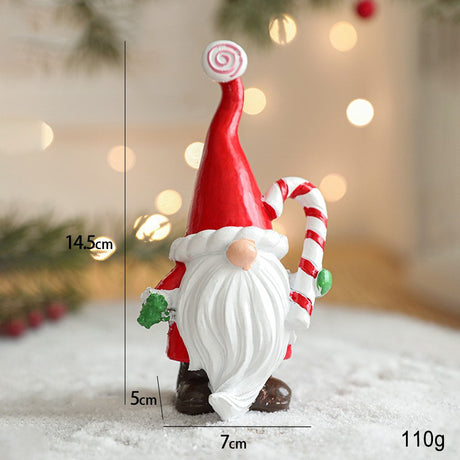 Ornament de Craciun din Rasina pentru Decor, Vivimall, Model Spiridus, Decoratiune de Birou pentru Craciun, 14.5 x 7 x 5 cm, Rosu Alb - vivimall.ro