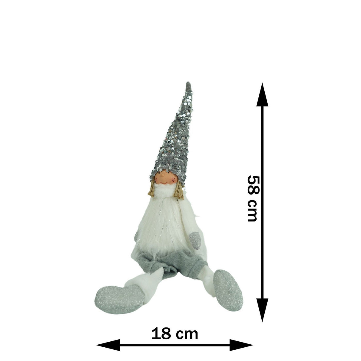 Karácsonyi Dísz Angyal, Fehér/, Textil, 58 Cm 