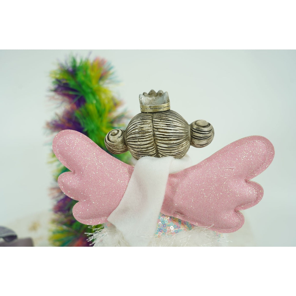 Ornament de Craciun ingeras, Vivimall, alb, textil, 34 cm - vivimall.ro