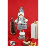 Ornament de Craciun papusa, Vivimall, gri/alb, textil, 43 cm - vivimall.ro