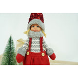 Ornament de Craciun papusa, Vivimall, rosu/gri, textil, 58 cm - vivimall.ro