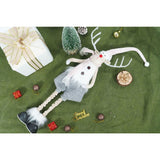 Ornament de Craciun ren cu picioare telescopice, Vivimall, gri/alb, textil, 100 cm - vivimall.ro