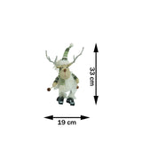 Ornament de Craciun ren pe schiuri, Flippy, alb/verde, textil, 33 cm - vivimall.ro