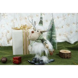 Ornament de Craciun ren pe schiuri model 2, Flippy, alb/verde, textil, 33 cm - vivimall.ro