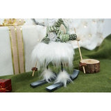 Ornament de Craciun ren pe schiuri model 2, Flippy, alb/verde, textil, 33 cm - vivimall.ro