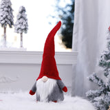 Ornament de Craciun Spiridus, Caciula Rosie, Vivimall, Material Textil, 40 cm, Gri - vivimall.ro