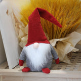 Ornament de Craciun Spiridus, Caciula Rosie, Vivimall, Material Textil, 40 cm, Gri - vivimall.ro