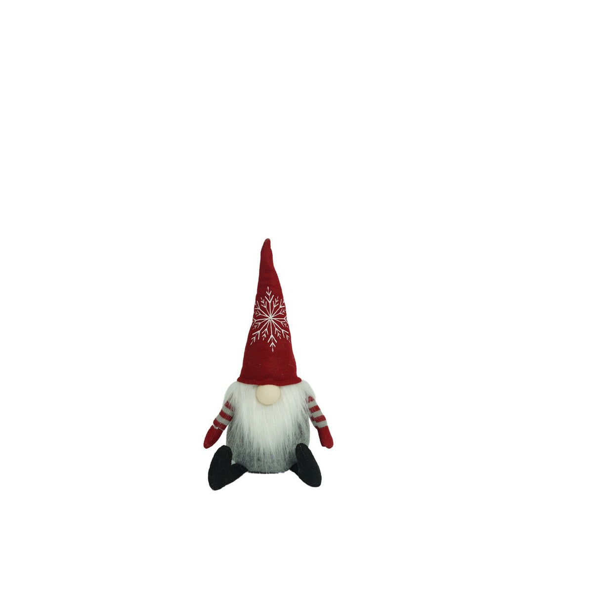 Ornament de Craciun spiridus cu palarie rosie, Vivimall, rosu/gri, textil, 31 cm - vivimall.ro