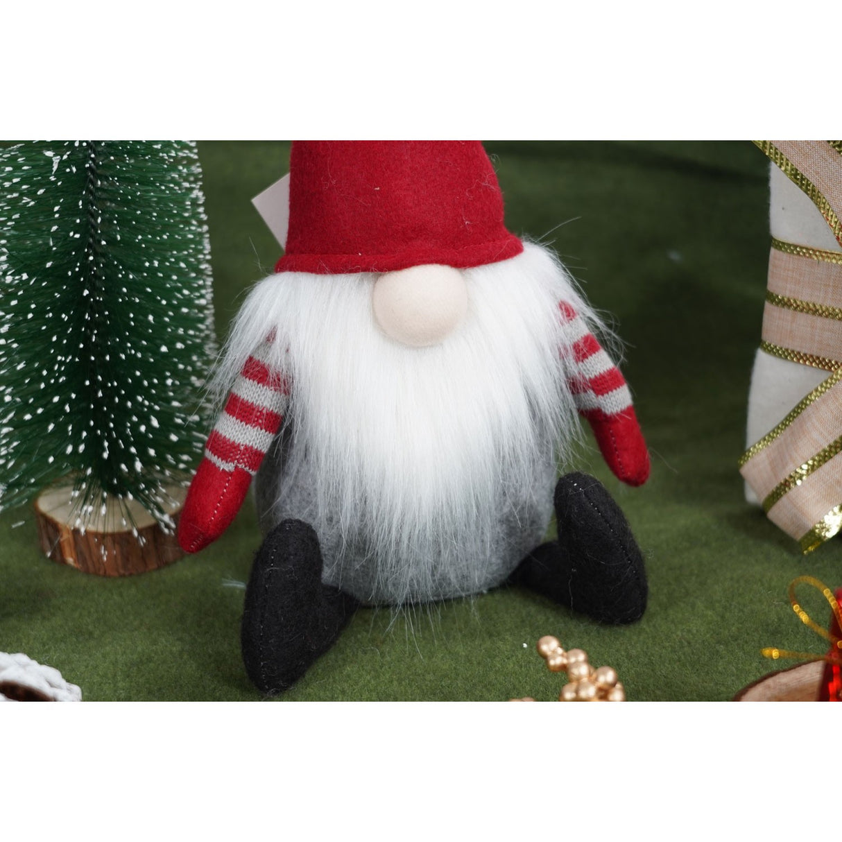 Karácsonyi Dísz Manó Piros Kalapban, Piros/, Textil, 31 Cm 