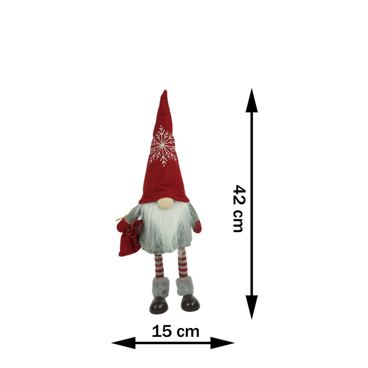 Karácsonyi Dísz Manó, /Fehér, Textil, 42 Cm 