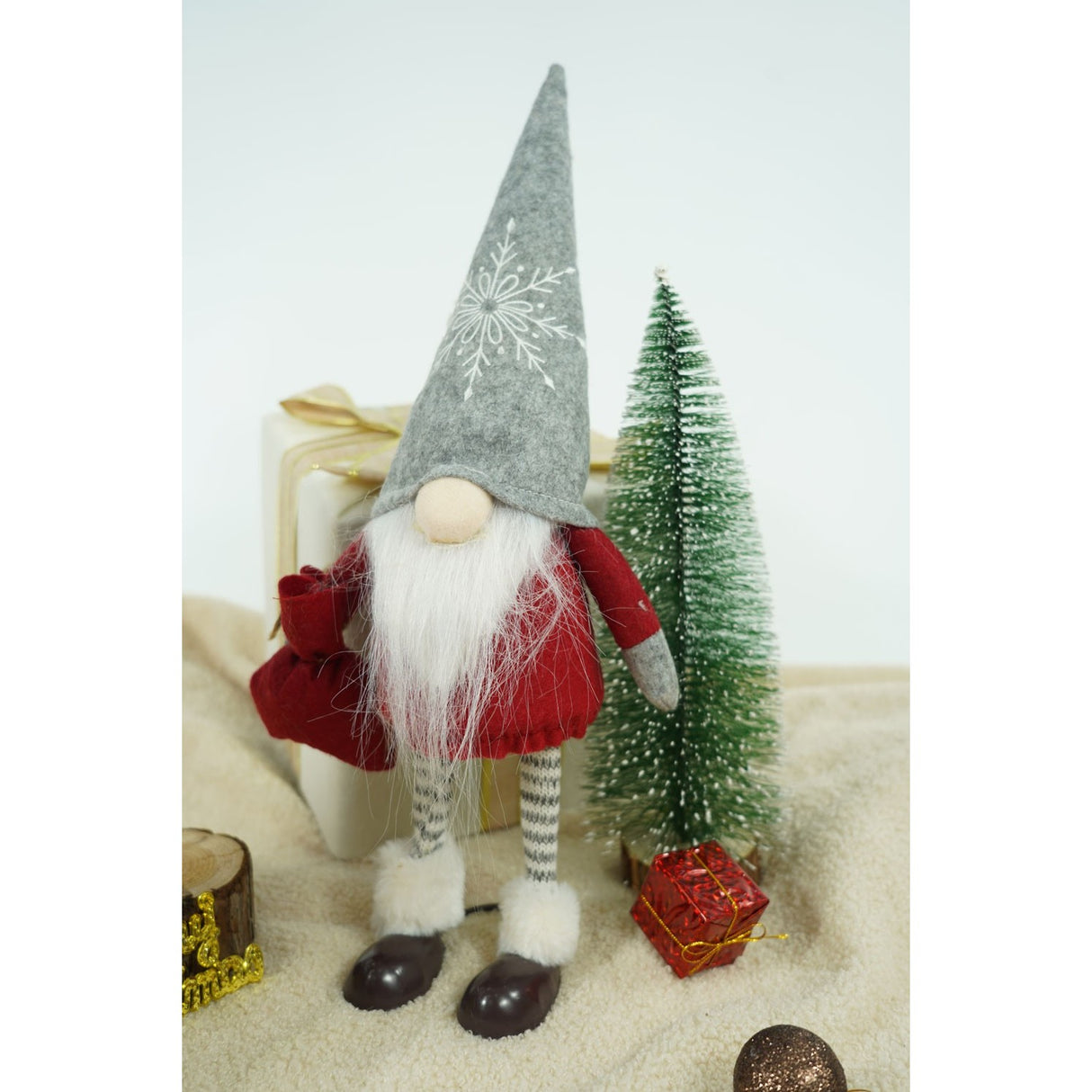 Karácsonyi Dísz Manó, Piros/, Textil, 42 Cm 