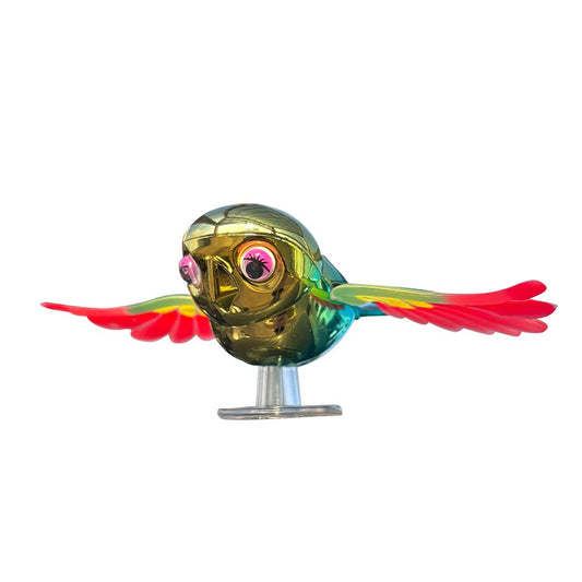 Ornament Decorativ Auto, Vivimall, Model Pasare Zburatoare pentru Moto/Auto, din plastic Rezistent, 14.5 x 8 x 5 cm, Verde/Multicolor - vivimall.ro