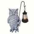 Ornament grădină bufniță cu felinar solar LED, rășină gri, 21.5x15 cm, vedere frontală