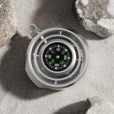 Fidget spinner busolă Flippy antistres, vedere laterală, grosime 12 mm, finisaj silver