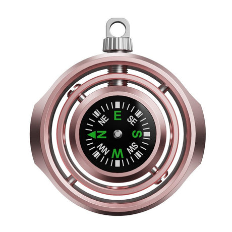 Fidget Spinner Busolă Palm Flippy din aliaj zinc, finisaj Rose Gold, model breloc-pandantiv, 48x42x12 mm, vedere frontală