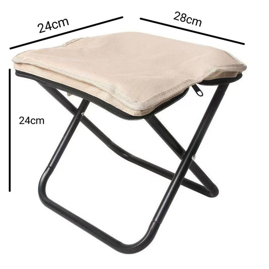 Scaun Pliabil pentru Adulti, Vivimall, pentru Camping, pescuit, Negru-Bej - vivimall.ro