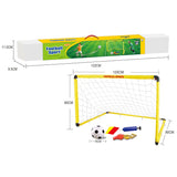 Set Poarta de Fotbal pentru Copii, Vivimall, 80x120 cm, Minge, Cartonase, Pompa, Fluier, Interactiv, Distractiv, Galben - vivimall.ro