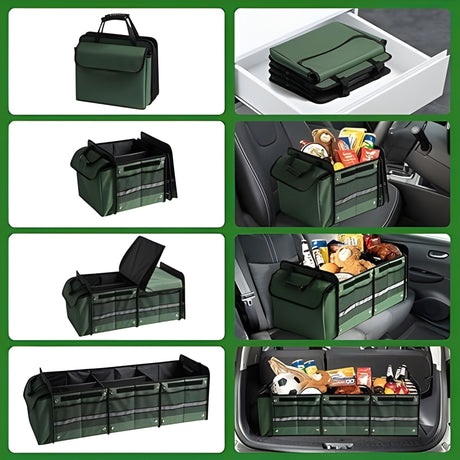 Organizator auto Flippy cu geantă termoizolantă detașabilă și 3 compartimente, culoare verde