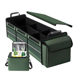 Organizator portbagaj auto Flippy verde, model pliabil din pânză, 90x35x30 cm, vedere frontală