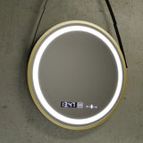 Oglinda Led Rotunda, 60Cm, Celeste Royale Gold Eleve Motionglow Marcello, Sistem Dezaburire, Ceas & Termometru - vivimall.ro